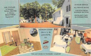 Azalea Court Motel US 90 Lafayette Louisiana 1940s linen postcard