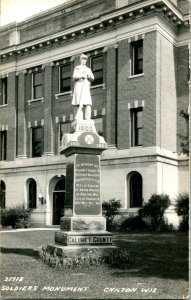 RPPC Chilton Wisconsin WI Kaukauna Civil War Monument UNP Postcard