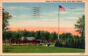 Indiana South Bend Scene In Pottawatomi Park 1955 Curteich