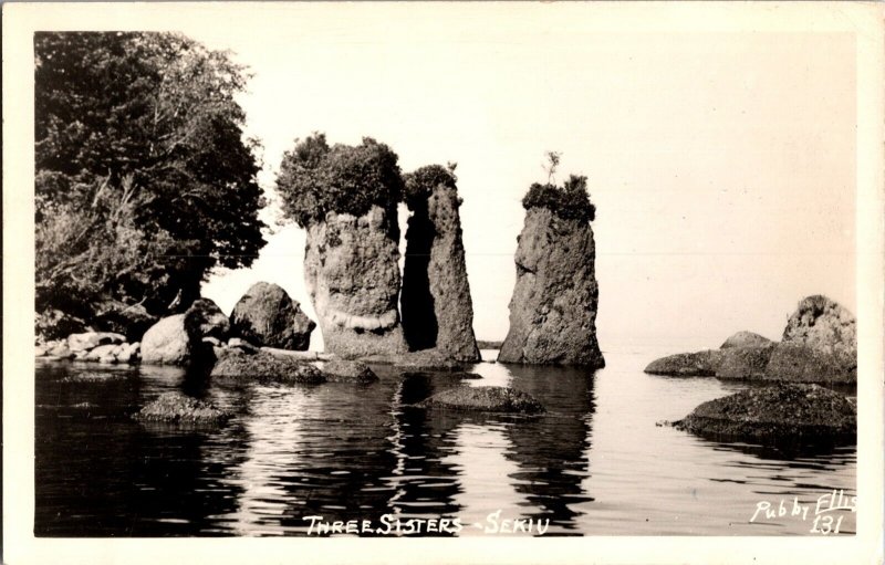 RPPC View of Three Sisters, Sekiu WA Vintage Postcard N53