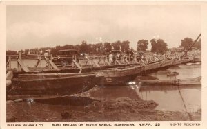 Lot142 real photo boat bridge on river kabul nowshera Pakistan nwfp boat