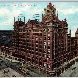 c1900s Philadelphia Penn Pennsylvania Station Railway Depot Train Streetcar A204