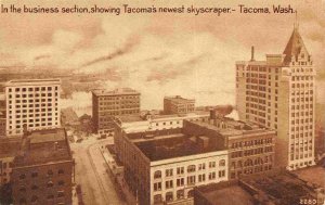 Business District Newest Skyscraper Tacoma Washington 1910c postcard