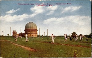 YMCA Men on Athletic Field, Lake Geneva WI Vintage Postcard F08