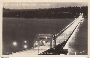 RP: SEATTLE , Washington , 1930-40s ; Pontoon Bridge at night