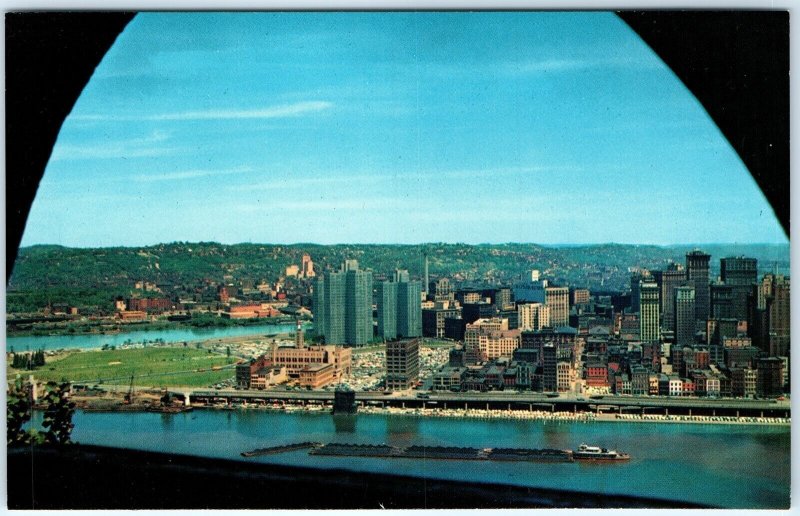 c1960s Pittsburgh, PA City View from Mt. Washington Point Park Gateway Plaza A68