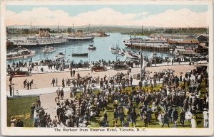 Victoria BC Harbour from Empress Hotel Boats Steamships Valentine Postcard E86