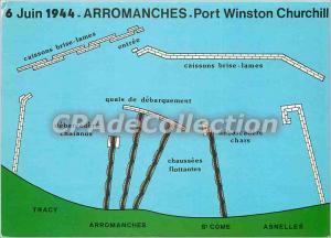 Modern Postcard Arromanches Map Port of June 1944