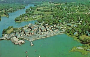 Damariscotta ME Aerial View Downtown Section Showing River & Waterfront Postcard