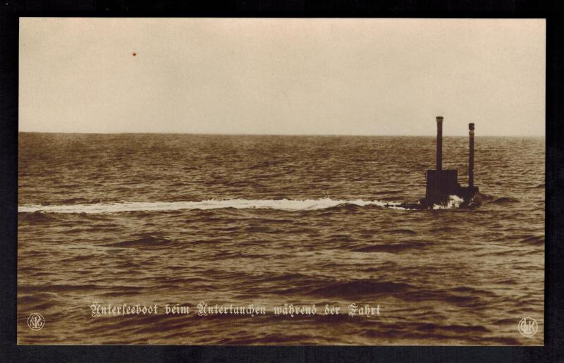 Mint WW 1 Germany RPPC Postcard U Boat Submarine Periscope Underwater Running