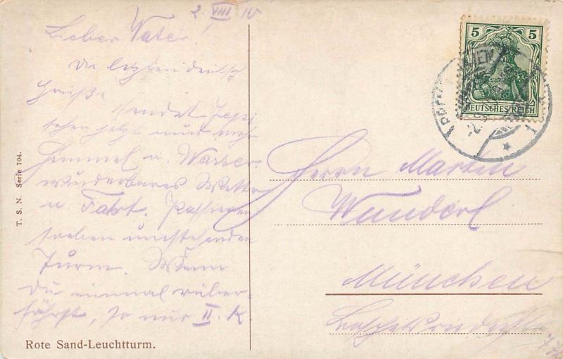 Rote Sand- Leuchtturm (Lighthouse) Germany Postcard