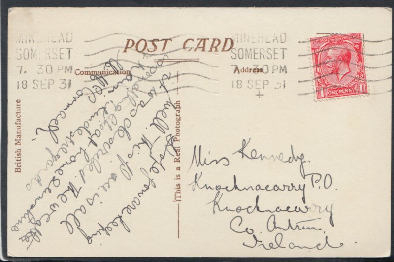 Somerset Postcard - A Pretty Peep of Minehead Church    RS14345