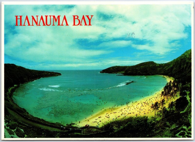 VINTAGE CONTINENTAL SIZE POSTCARD PANORAMIC VIEW OF HANAUMA BAY HAWAII