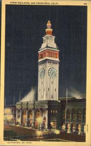 Ferry Building and Famous Clock at San Francisco CA, California - Linen