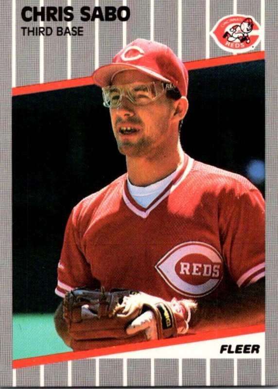 1989 Fleer Baseball Card Chris Sabo Third Base Cincinnati Reds sun0660