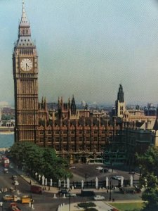 London Big Ben and Houses of Parliament Westminster c1960s Vintage Postcard