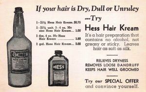 Advertising PC Hess Hair Kream @ Kirkle Beauty Supply Modesto California~116177