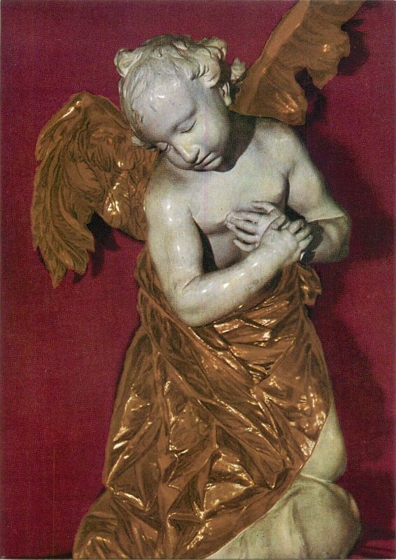 Baroque angel Neustift (Freising) sculpture Ignaz Günther postcard