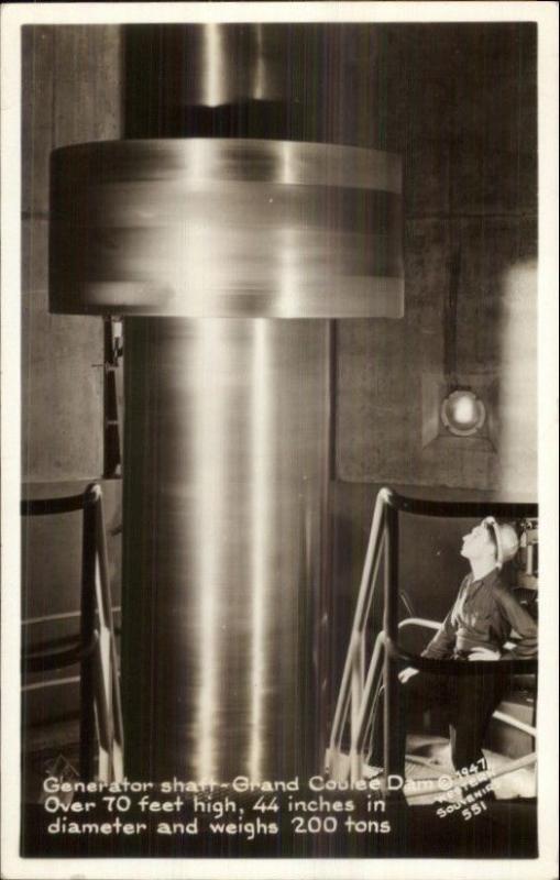 Grand Coulee Dam Generator Shaft 200 Tons Real Photo Postcard