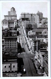 RPPC - San Franciscio, California - A view down California Street - in the 1930s