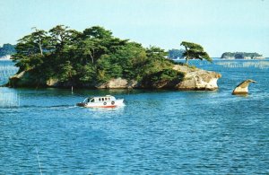 Vintage Postcard Matsushima One Of Japan's Scenic Trio Ocean Adventure Motorboat