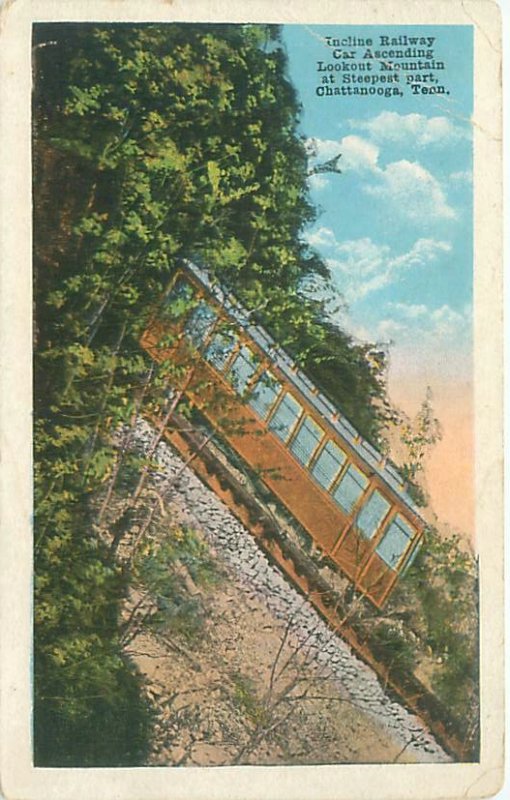 Chatanooga Tennessee Incline Railway Car, Lookout Mtn WB Postcard Unused