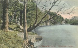 Postcard 1906 Maine Waterville Messalonskee Stream Canoe Leighton ME24-3321