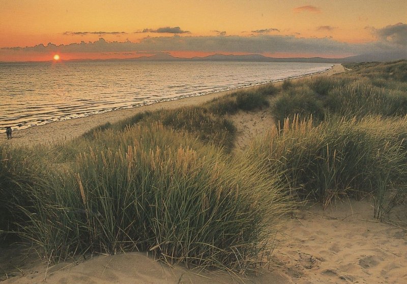 Harlech Beach at Sunset Welsh Postcard