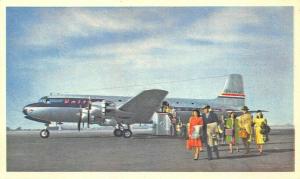 United DC-6 Mainliner 300s Airplane Chrome Postcard