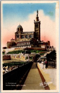 Marseille Notre - Dame De La Garde France Building Tourist Attraction Postcard