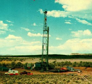 Oil Well Four Corners Postcard Arizona Utah NM Colorado Chrome Postcard M12