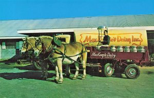 Keene NH MacKenzie Dairy Horse Drawn Wagon & Dairy Truck Postcard