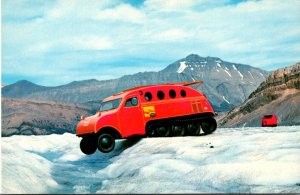 Canada Columbia Ice Fields Snowmobile Crossing A Crevasse On The Five Mile Lo...