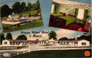 Wagon Wheel Motel Resort Alexandria Virginia Vintage Postcard Swimming Pool