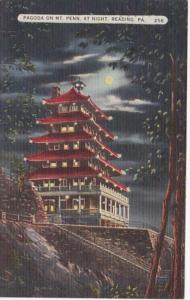 Pennsylvania Reading Pagoda On Mt Penn At Night1951