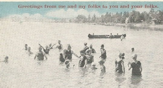 Old Fashioned Dip in the Pond Fun Vintage Postcard Featuring a Fun Photograph