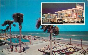 Florida Miami Beach Waikiki Night Neon 1950s Swimming Pool Postcard 22-7579