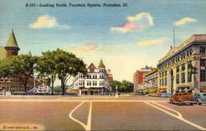 Illinois Evanston Fountain Square Looking North Curteich