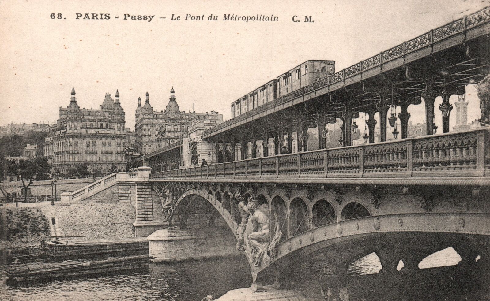 Vintage Postcard Paris Passy Le Pont Du Metropolitain Paris France ...