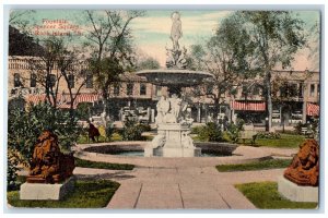Rock Island Illinois Postcard Fountain Spencer Square Exterior View 1910 Vintage