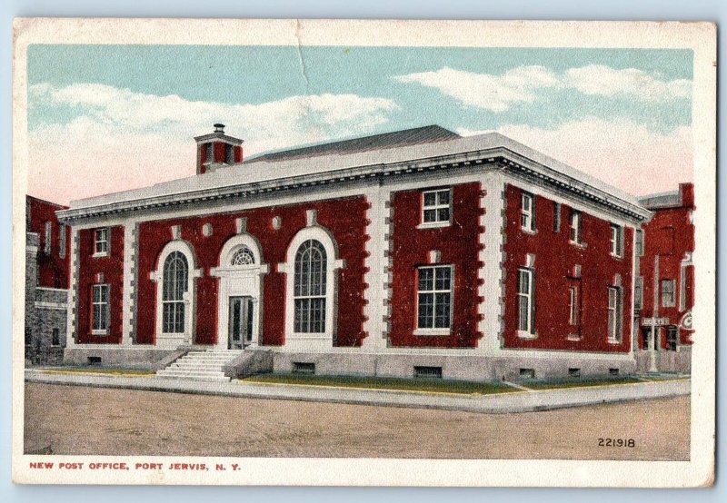 Port Jervis New York NY Postcard New Post Office Building Exterior 1917 Antique