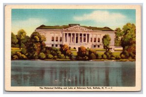 Delaware Park Building Buffalo New New York NY UNP Linen Postcard S25