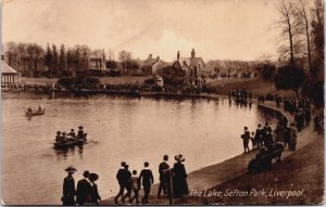 England The Lake Sefton Park Liverpool Vintage Postcard C212