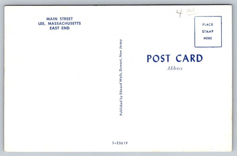 Lee  Massachusetts  Main Street  Postcard
