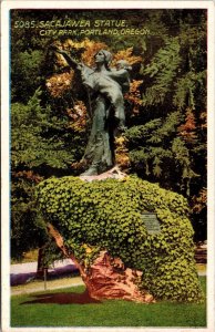 Sacajawea Statue Monument City Park Portland Oregon OR WB Postcard VTG UNP PNC 