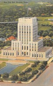 HOUSTON, TX Texas  NEW CITY HALL~Bird's Eye View  c1940's Tichnor Linen Postcard