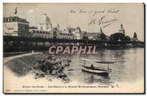 Old Postcard Evian les Bains docks and the new establishment Thermal