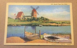 1943 USED .01 LINEN  POSTCARD QUAINT CAPE COD, MASS.