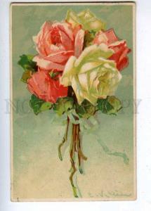 202871 Bouquet ROSES by C. KLEIN Vintage FINLAND postcard