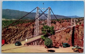 Canon City Colorado 1950s Postcard Royal Gorge Bridge Cars